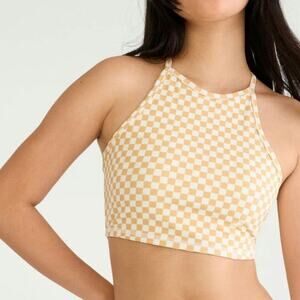 Aeropostale EUC Checker Flex High-Neck Active Tank pattern Small beige white